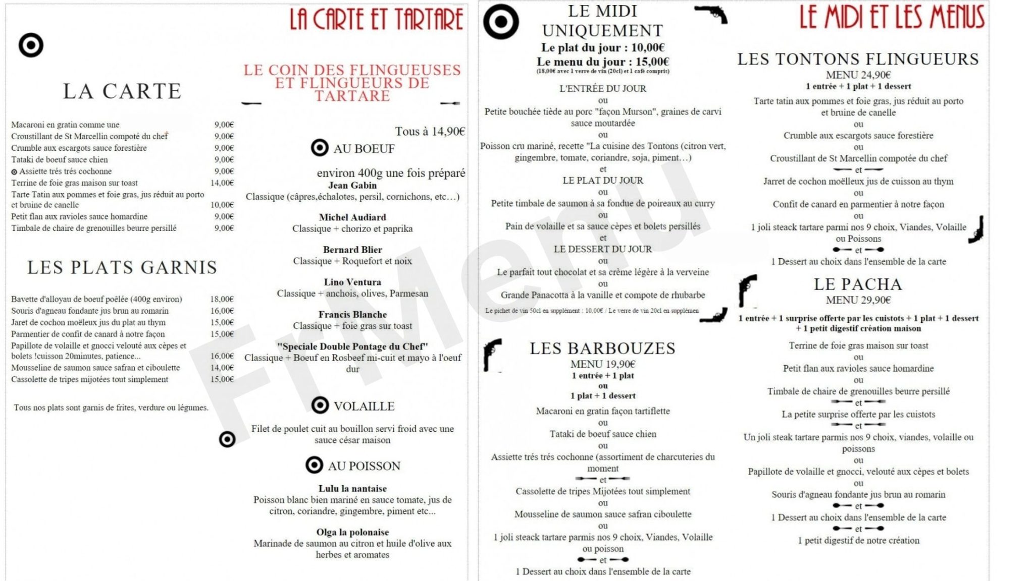 La Cuisine des Tontons Menu Prix France 2024 et Photos