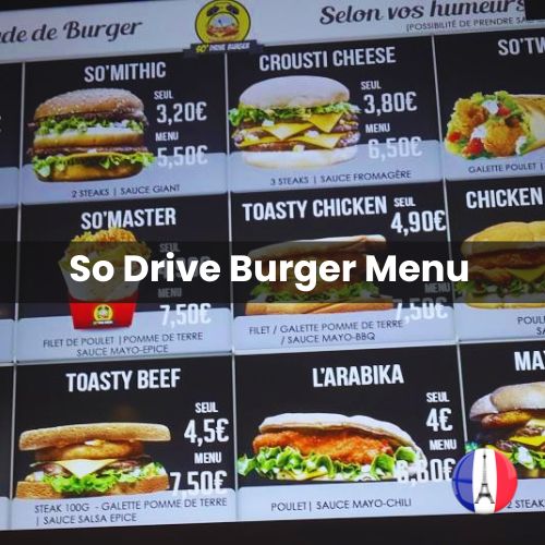 So Drive Burger Menu Prix France 2024 et Photos