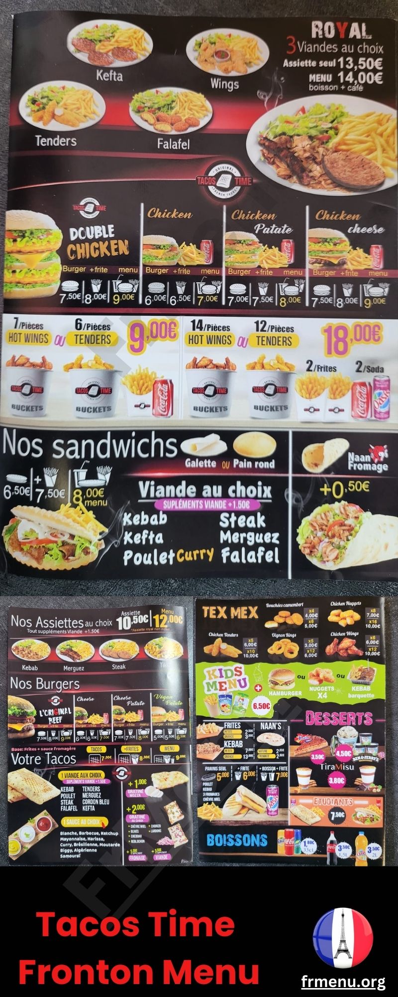 Tacos Time Fronton Menu Prix France 2024 et Photos